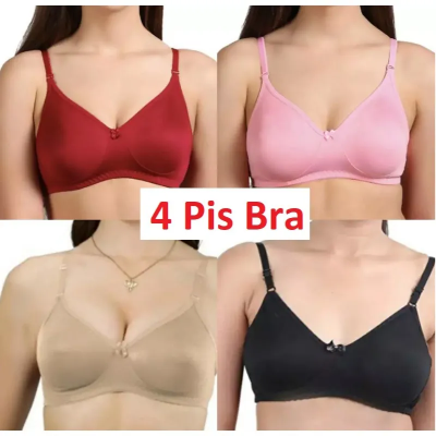 Picture of 4 Pcs Stylish & Soft Stitch Thin Fabric Bra For Girls & Women For Regular Use (Random Color)