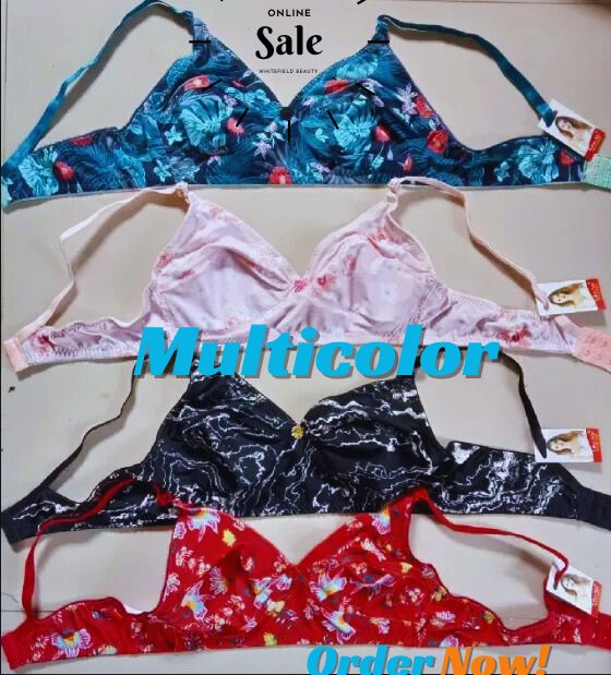 Picture of 4 Piece Stylish Printed stretchable bra for Women / Multi Colour / Ladies Bra / Cotton Bra for Girls / Bra for Women