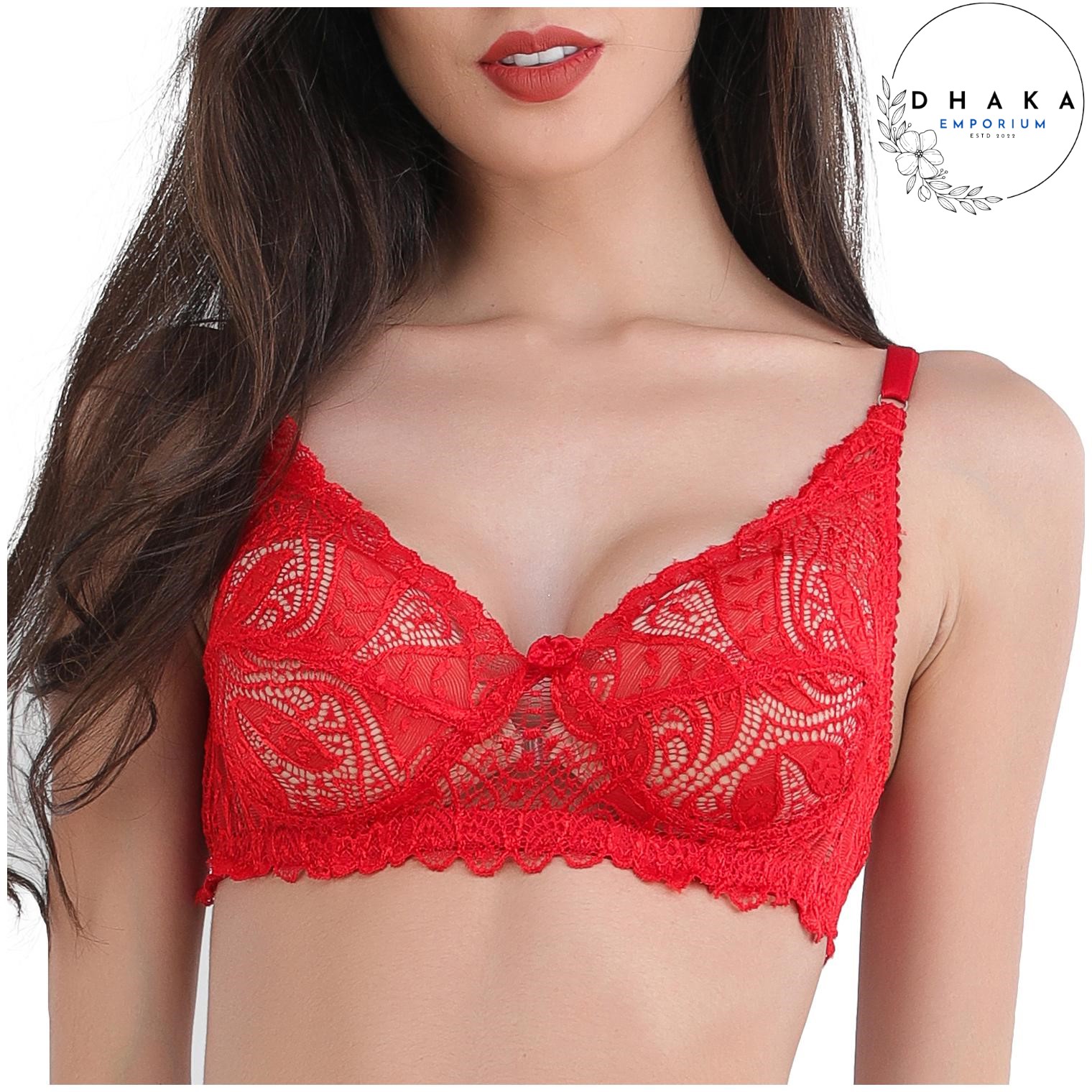 Picture of Women's Lace and Net with cotton Non-Padded Non-Wired Regular Bra-100% Export Quality