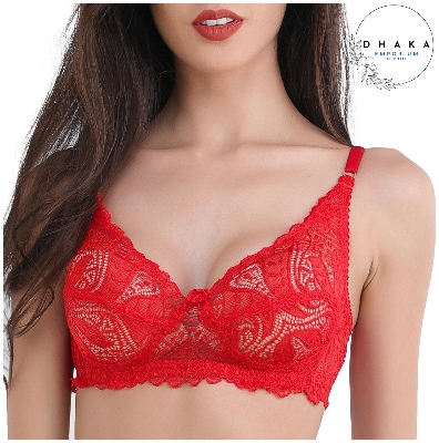 Picture of Women's Lace and Net with cotton Non-Padded Non-Wired Regular Bra-100% Export Quality