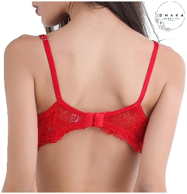 Picture of Women's Lace and Net with cotton Non-Padded Non-Wired Regular Bra-100% Export Quality