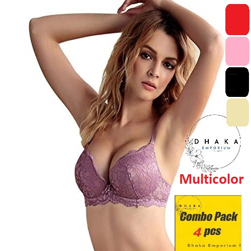 Picture of 4 Pieces Export Quality Full Net with Cotton Bra for Women & Girls - Comfortable to Wear - Comfortable and Stylish Innerwear Set