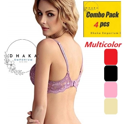 Picture of 4 Pieces Export Quality Full Net with Cotton Bra for Women & Girls - Comfortable to Wear - Comfortable and Stylish Innerwear Set