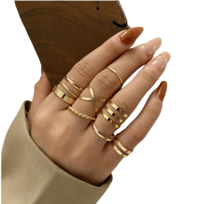 Picture of 8 Pcs/Set Finger Ring Set Women Finger Rings for women's fashion - Ring For Girls