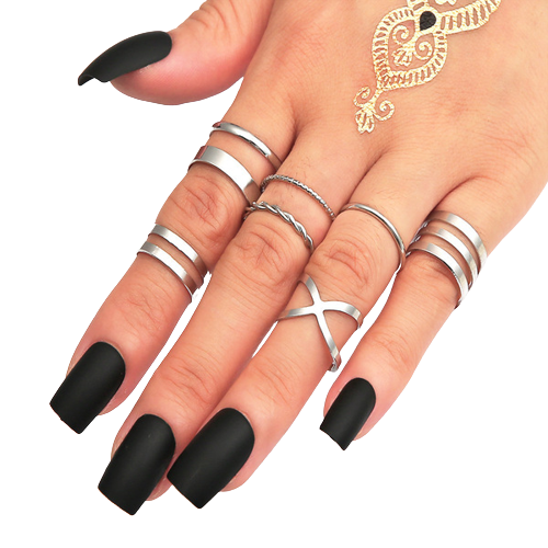 Picture of 8 Pcs/Set Finger Ring Set Women Finger Rings for women's fashion - Ring For Girls