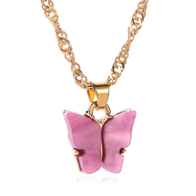 Picture of Trendy Butterfly Chain Pendant Necklaces for Women New Collection - Necklace for Girls Simple Fashion