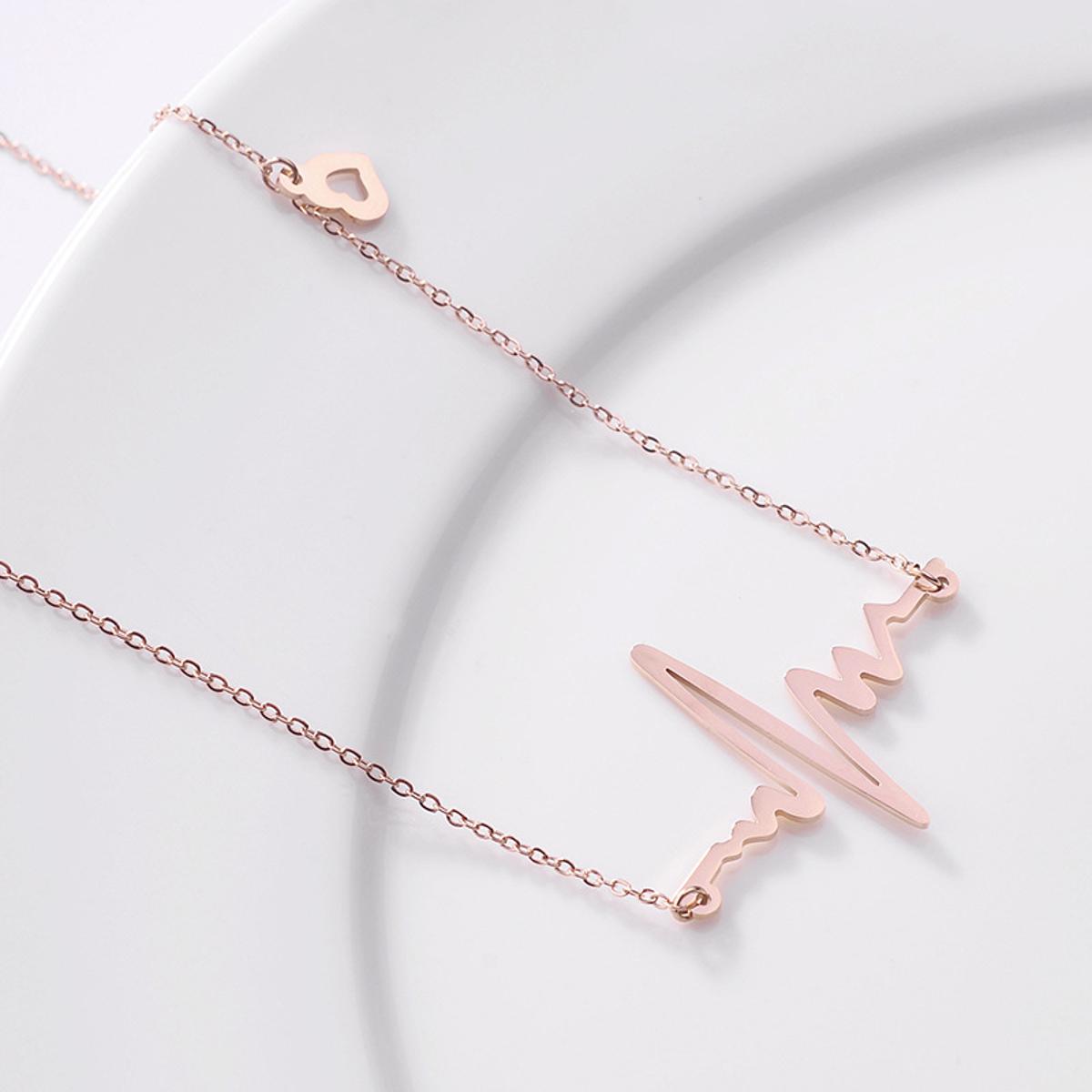 Picture of Love Heartbeat Necklace - HeartBeat Necklace, ECG Necklace , Delicate Minimalist Necklace in Sterling Silver, Go,ld - Gift for her