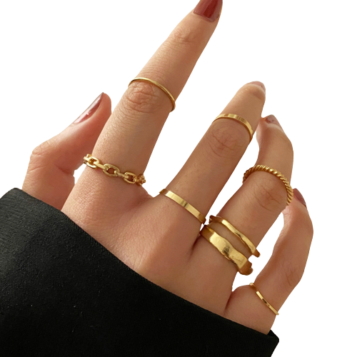Picture of 7 Pcs Rings Set Women Ring Finger Ring Ladies Girls Couple rings Female Rings Set