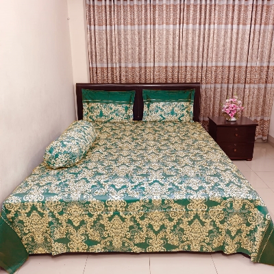 Picture of Digital Home TEX Cotton Multicolor King Size Flat Bed Sheet Set (7.5 by 8.5 Feet) with Two Pillow Covers- 300 Thread Count- Hand Washable