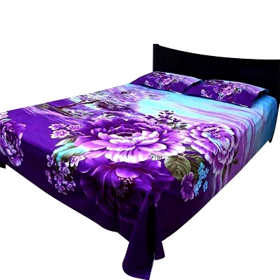 Picture of King Size Cotton Twill Panel Bed Sheet Set (7.5x8.5 ft) - Includes Two Pillow Covers (20 to 36 inch) - Flat Type - Thread Count: 400 - Hand and Machine Washable"