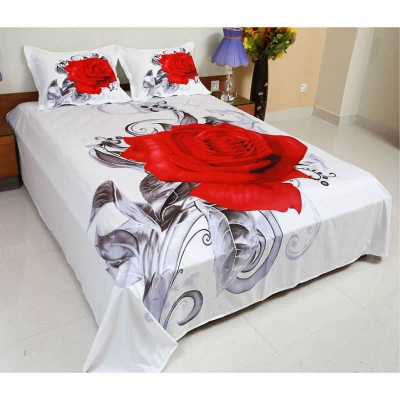Picture of King Size Cotton Twill Panel Bed Sheet Set (7.5x8.5 ft) - Includes Two Pillow Covers (20 to 36 inch) - Flat Type - Thread Count: 400 - Hand and Machine Washable"