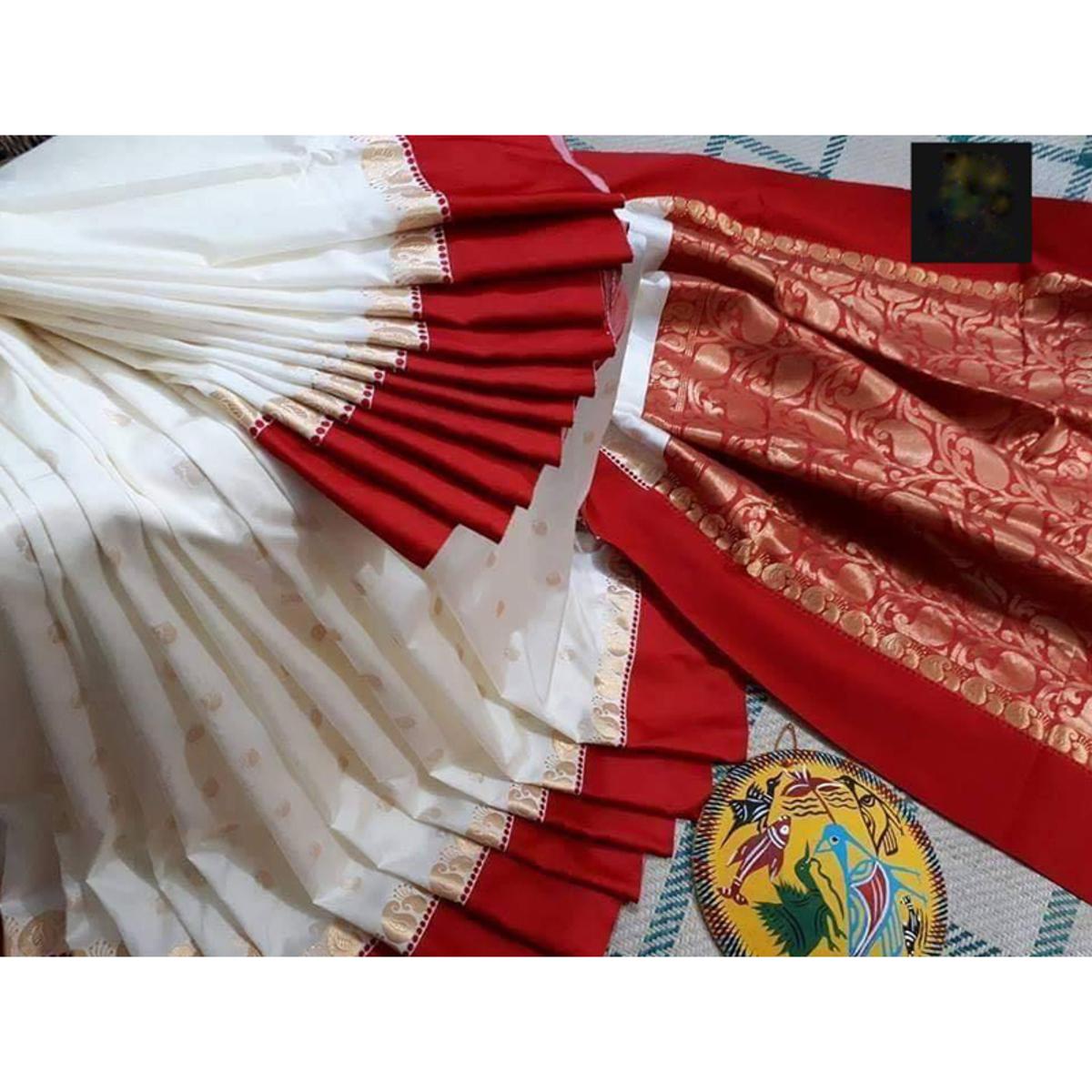Picture of Indian Silk Katan Sharee Without Running Blouse Piece