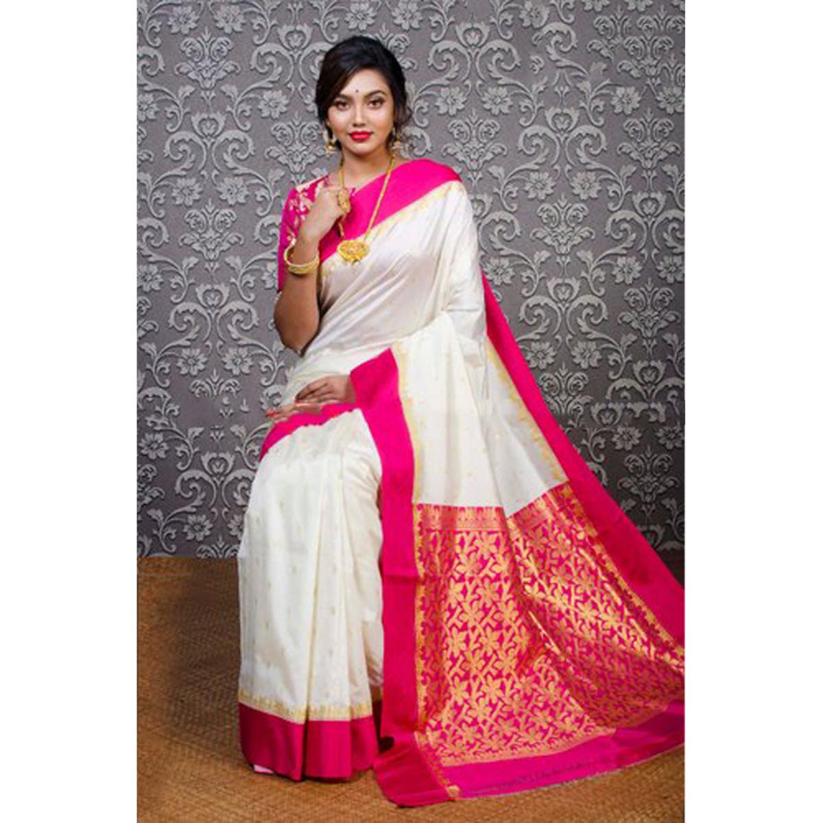 Picture of Indian Silk Katan Sharee Without Running Blouse Piece