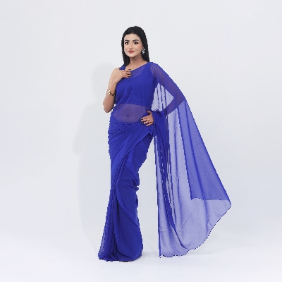 Picture of Lightweight Georgette Saree for Women, Adorned in A Soothing Blue Hue- Versatile for all seasons- Ideal for Casual Elegance