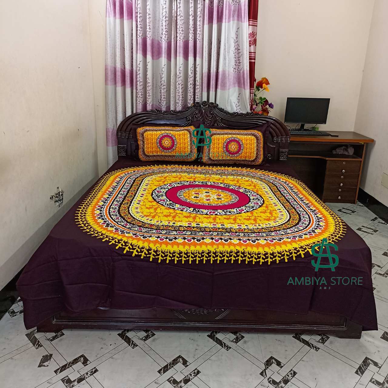 Picture of Double King Size Bedsheet With Two Pillow Cover