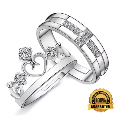 Picture of King and Queen Couple Ring Propose Ring Gift & Love Ring  2-Pcs