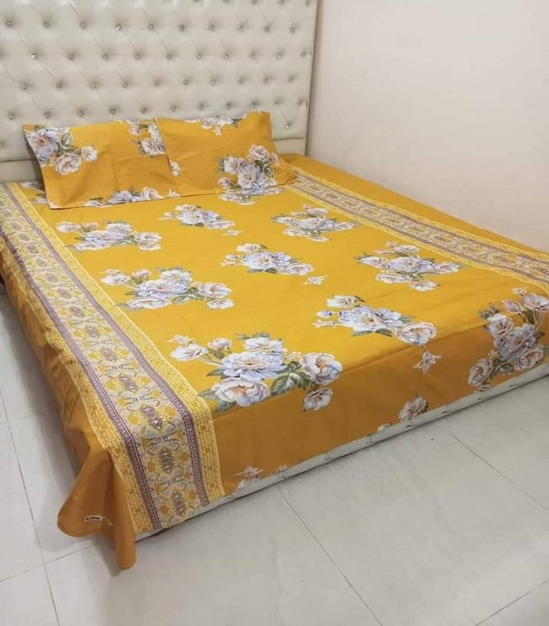 Picture of Digital Home TEX Cotton Multicolor Double King Size Flat Bed Sheet Set (7.5 by 8.5 Feet) with Two Pillow Covers - Easy Maintainance and Hand Washable