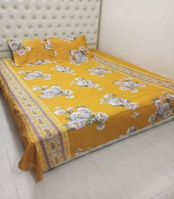 Picture of Digital Home TEX Cotton Multicolor Double King Size Flat Bed Sheet Set (7.5 by 8.5 Feet) with Two Pillow Covers - Easy Maintainance and Hand Washable