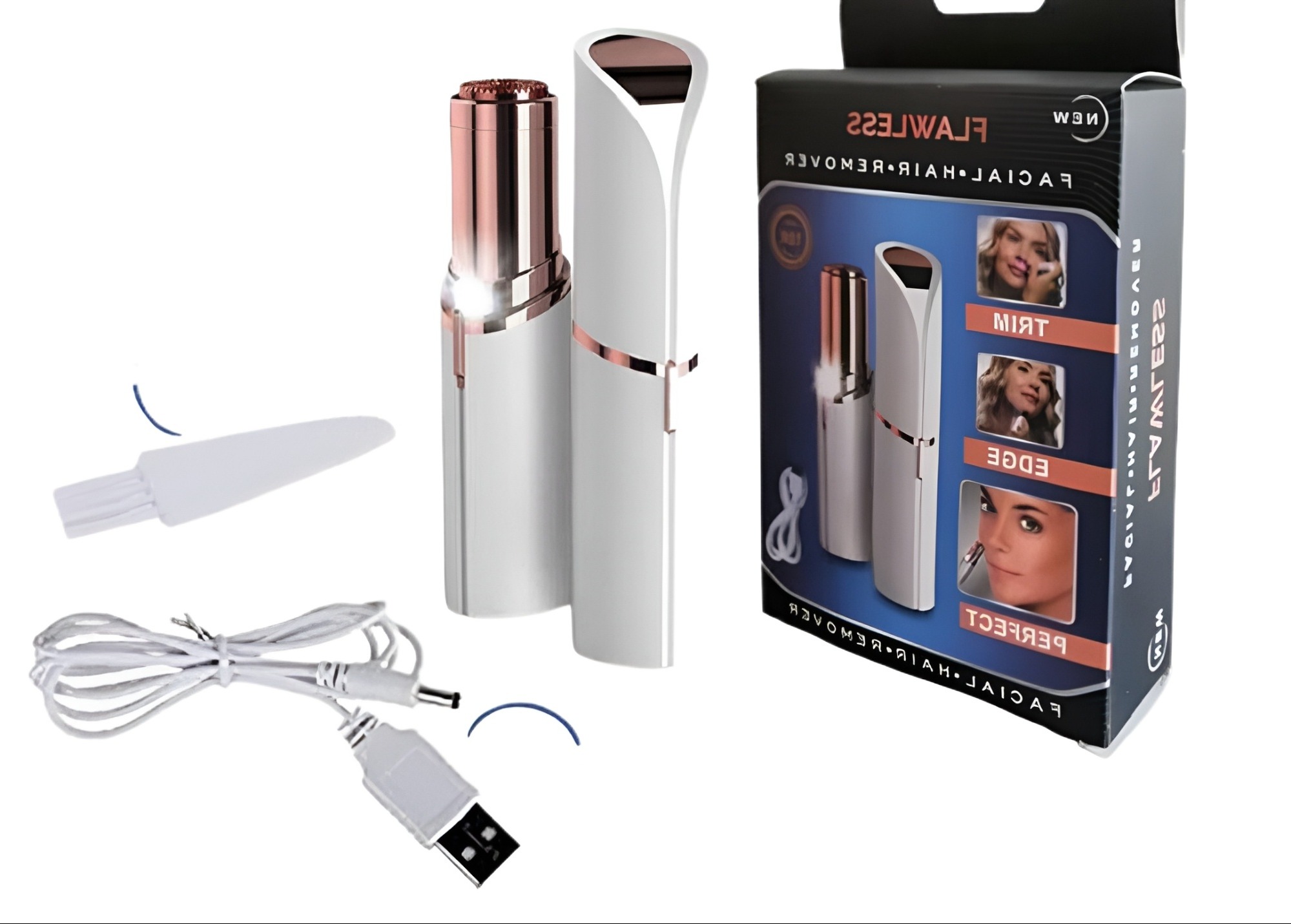 Picture of Rechargeable Flawless Facial Hair Remover for Women Face and Body Painless Hair Trimmer