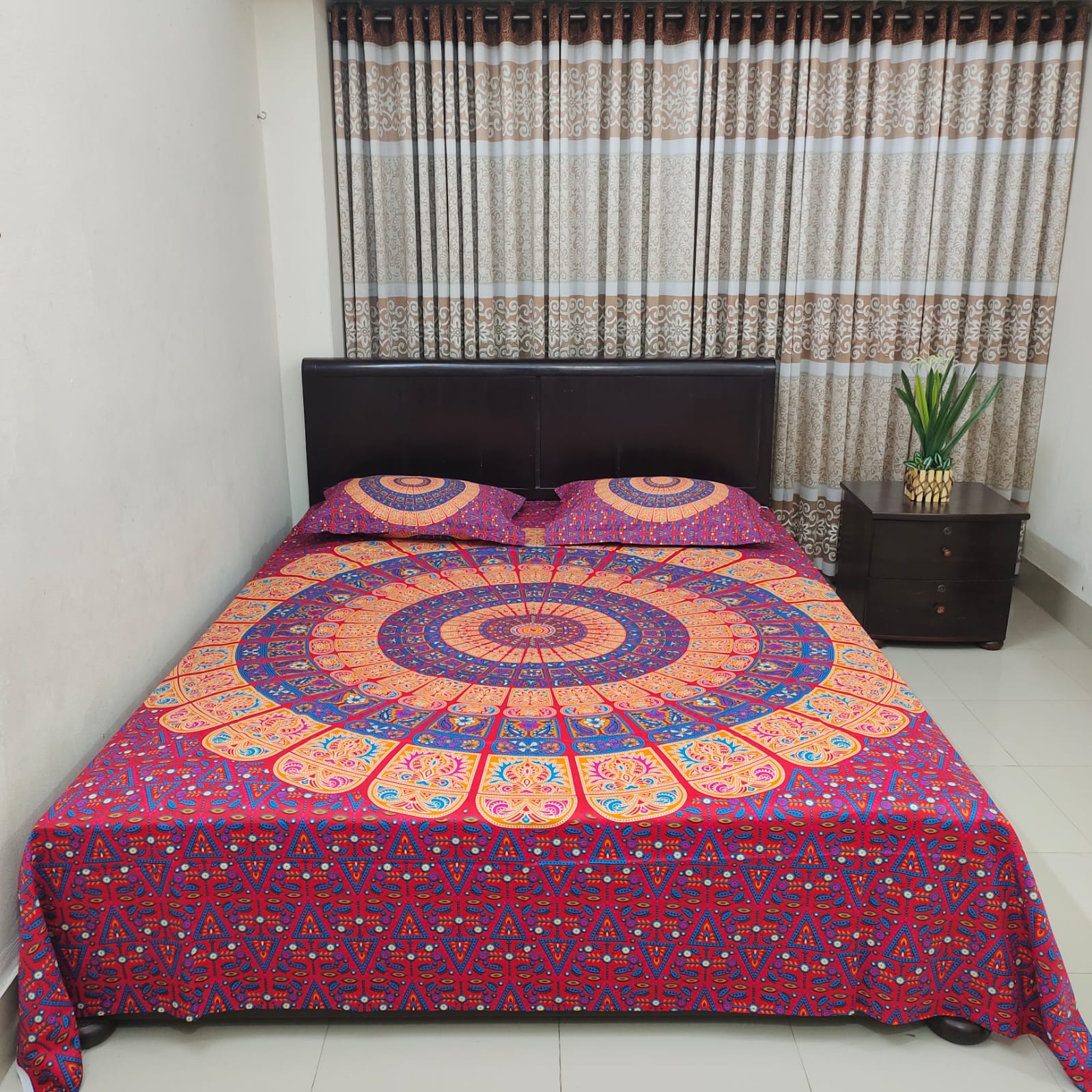 Picture of Luxury Digital Home tex Cotton Fashionable Bed Sheet for Home Decoration 7.5/8.5 Feet King Size Bedsheet