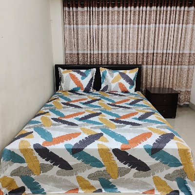 Picture of Luxury Tuwel Cotton Fashionable Bed Sheet for Home Decoration 7.5/8.25 Feet King Size Bedsheet