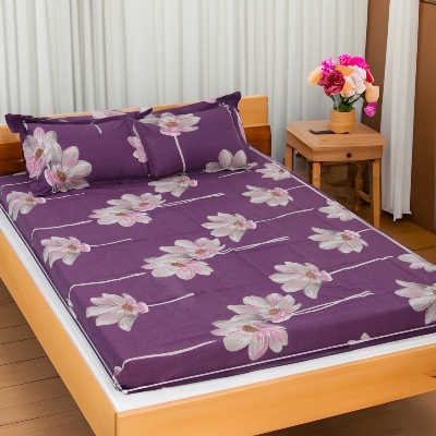 Picture of Cotton Fabric Printed 7 Feet by 8.5 Feet Double King Size Bedsheet Set with Two Pillow Covers Bed Sheet