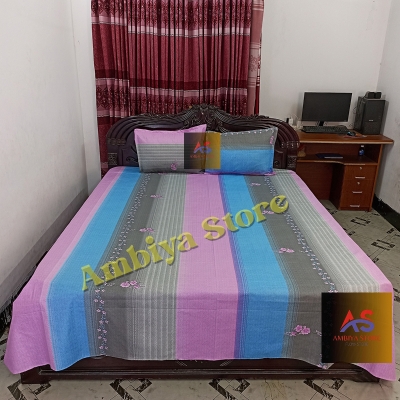 Picture of Cotton Fabric Printed 7 Feet by 8.5 Feet Double King Size Bedsheet Set with Two Pillow Covers Bed Sheet