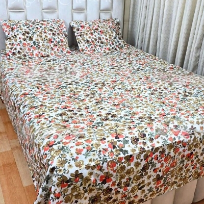 Picture of Cotton King Size Bedsheet With Two Pillow Cover Size 7/8 Feet Head Pillow cover Size 20/28 Inch Easy Maintainance Hand Washable