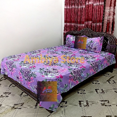 Picture of Cotton King Size Bedsheet With Two Pillow Cover Size 7/8 Feet Head Pillow cover Size 20/28 Inch Easy Maintainance Hand Washable