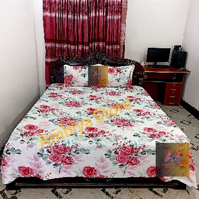 Picture of Cotton King Size Bedsheet With Two Pillow Cover Size 7/8 Feet Head Pillow cover Size 20/28 Inch Easy Maintainance Hand Washable