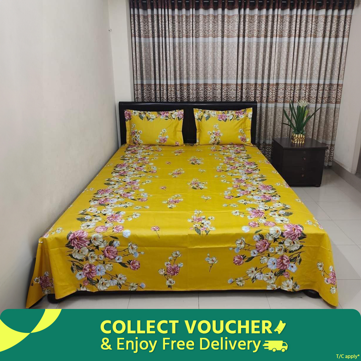 Picture of Cotton King Size Bedsheet With Two Pillow Cover