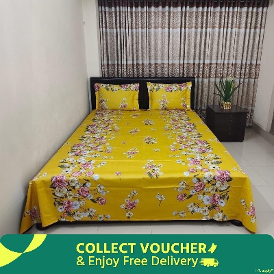 Picture of Cotton King Size Bedsheet With Two Pillow Cover