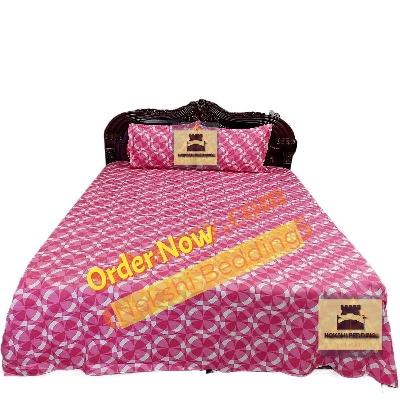 Picture of 3 piece set Cotton Fabric (সুতি পাতলা কাপড়) Printed 7.5 by 8 Feet Double King Size Bedsheet Set with Two Pillow Covers and One Piece Side Pillow cover ,Bedsheet,bedsheet,bed