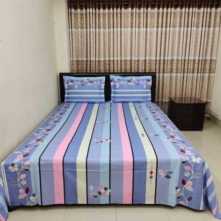 Picture of King Size Cotton Twill Panel Bed Sheet Set (7.5x8.5 ft) - Includes Two Pillow Covers (20 to 36 inch) - Flat Type - Thread Count: 400 - Hand and Machine Washable"