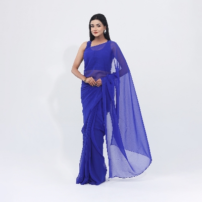 Picture of Lightweight Georgette Saree for Women, Adorned in A Soothing Blue Hue- Versatile for all seasons- Ideal for Casual Elegance