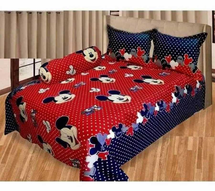 Picture of Cotton Fabric Multicolor Print Double King Size Bedsheet Set (7.5 by 8.5 Feet) with Two Pillow Covers - Premium Choice - Easy Maintanance