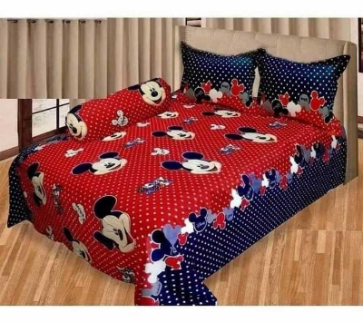 Picture of Cotton Fabric Multicolor Print Double King Size Bedsheet Set (7.5 by 8.5 Feet) with Two Pillow Covers - Premium Choice - Easy Maintanance