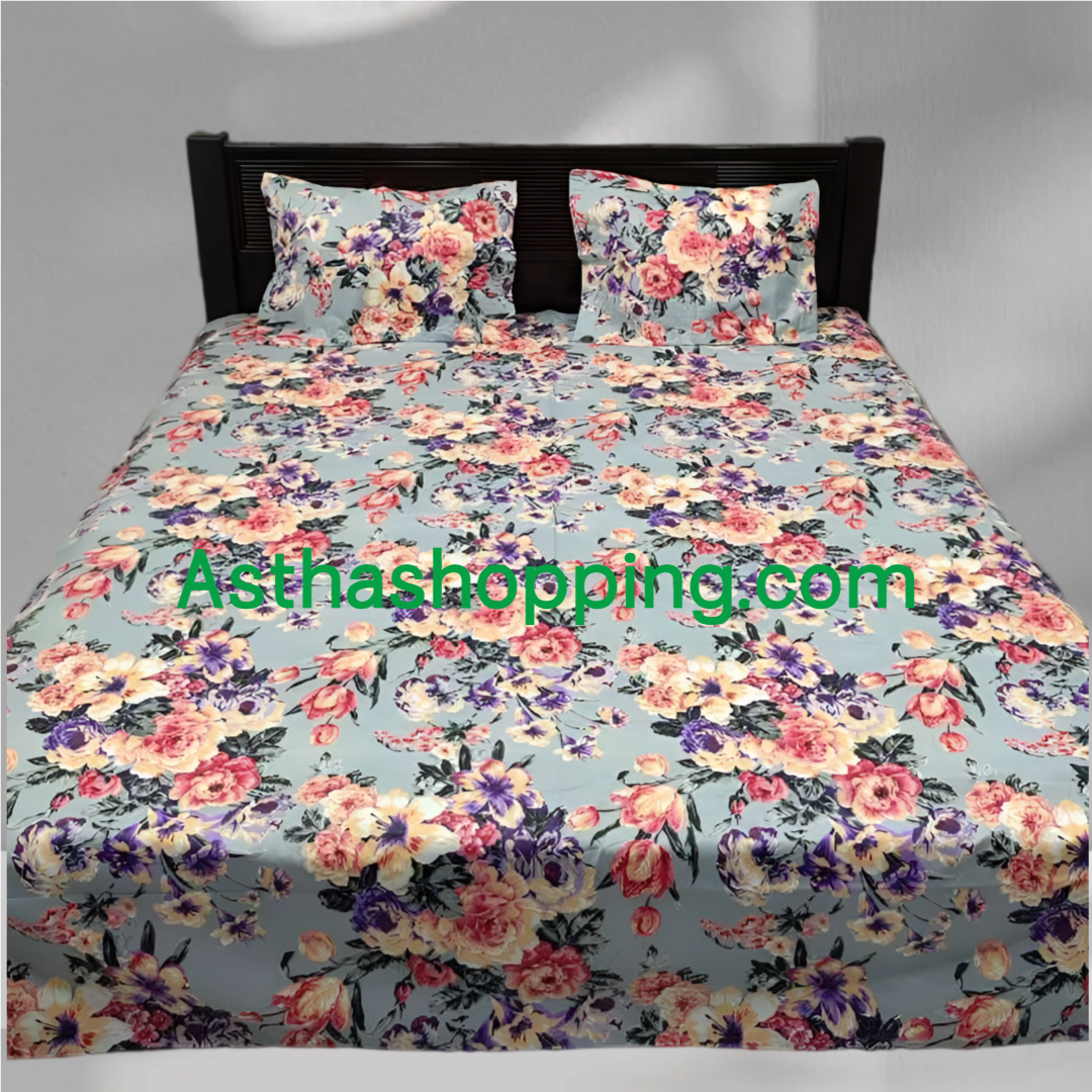 Picture of AC HOME TEX King Size Bed Sheet With Two Pillow Covers,বিছানার চাদর bed sheet,bed sheets,bichanar chador,bedding sets,chador,বিচানার চাদর,bedding sets