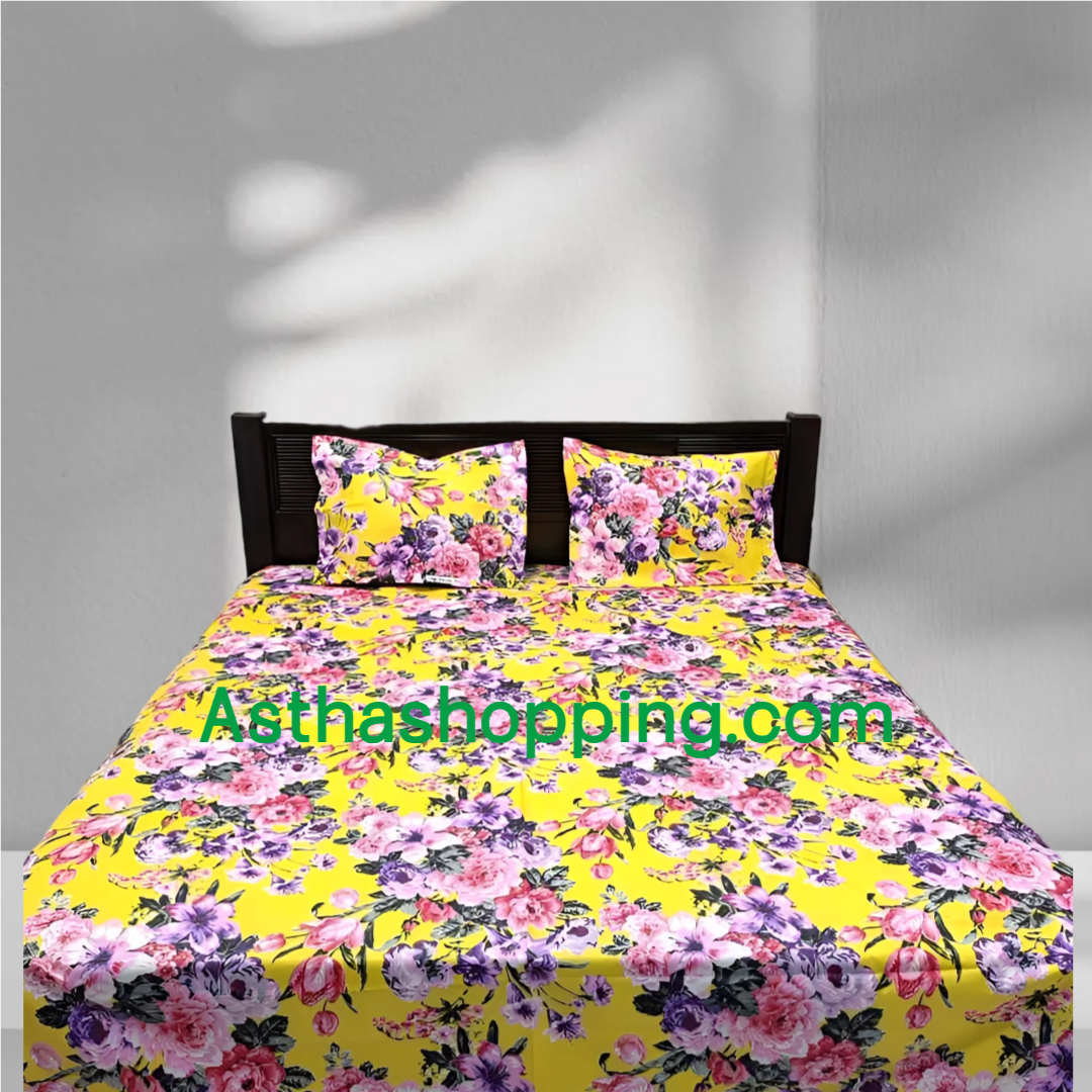 Picture of AC HOME TEX King Size Bed Sheet With Two Pillow Covers,বিছানার চাদর bed sheet,bed sheets,bichanar chador,bedding sets,chador,বিচানার চাদর,bedding sets