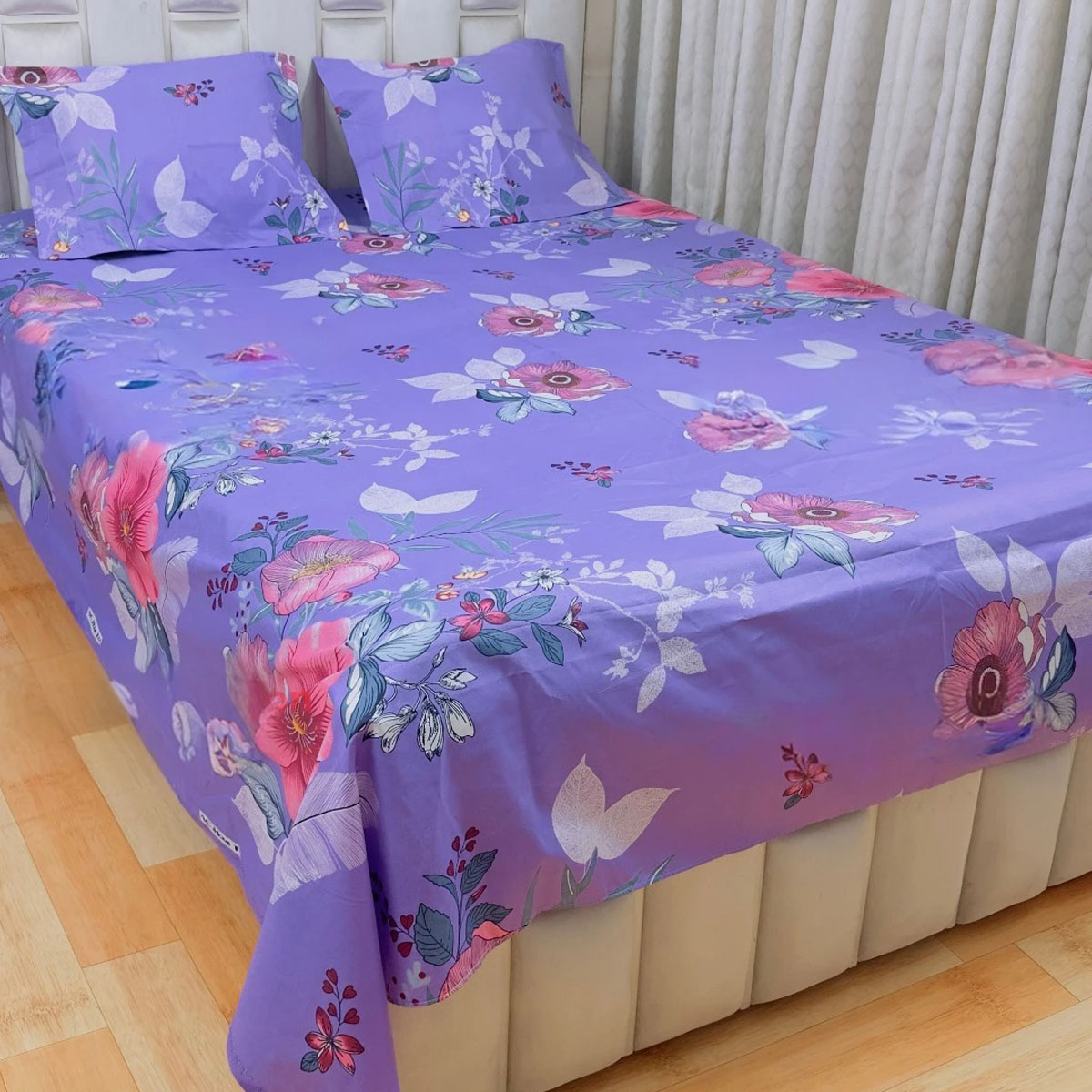 Picture of AC HOME TEX King Size Bed Sheet With Two Pillow Covers,বিছানার চাদর bed sheet,bed sheets,bichanar chador,bedding sets,chador,বিচানার চাদর,bedding sets