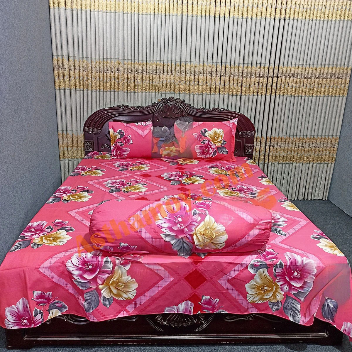 Picture of AC HOME TEX King Size Bed Sheet With Two Pillow Covers,বিছানার চাদর bed sheet,bed sheets,bichanar chador,bedding sets,chador,বিচানার চাদর,bedding sets