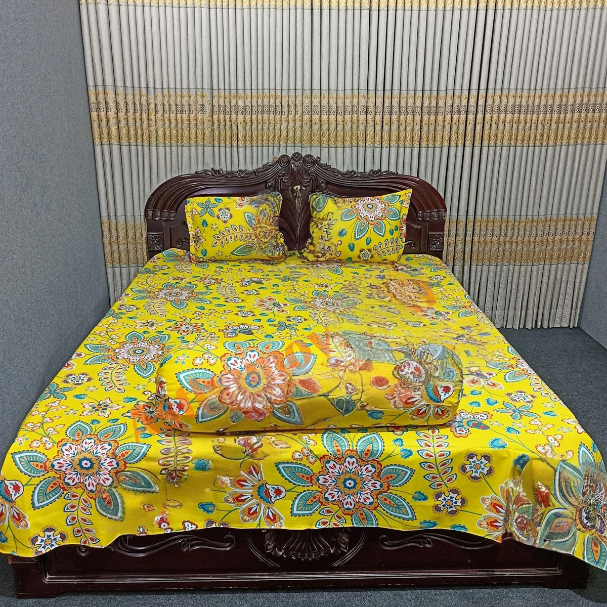 Picture of AC HOME TEX King Size Bed Sheet With Two Pillow Covers,বিছানার চাদর bed sheet,bed sheets,bichanar chador,bedding sets,chador,বিচানার চাদর,bedding sets