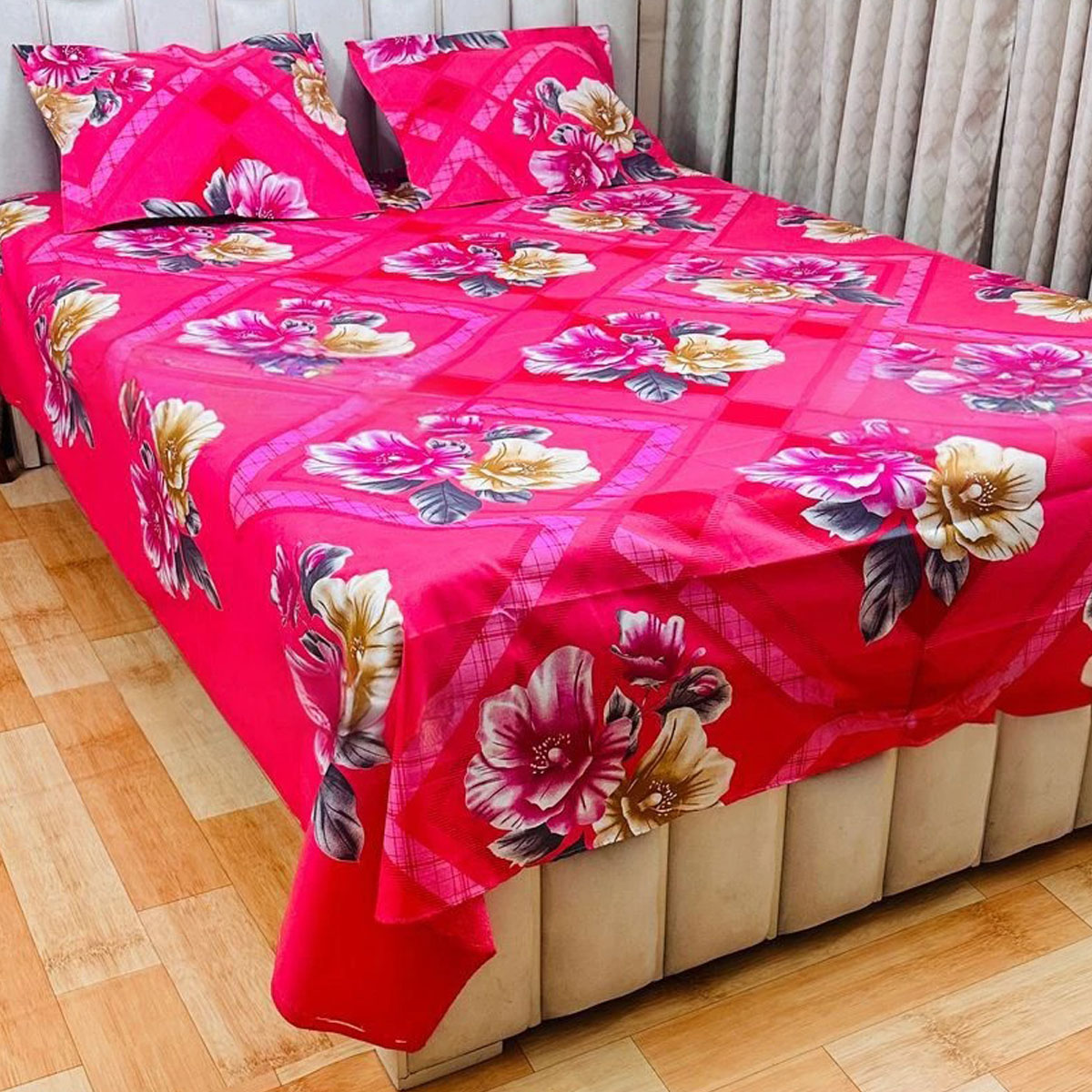 Picture of AC HOME TEX King Size Bed Sheet With Two Pillow Covers,বিছানার চাদর bed sheet,bed sheets,bichanar chador,bedding sets,chador,বিচানার চাদর,bedding sets by Ambiya Store