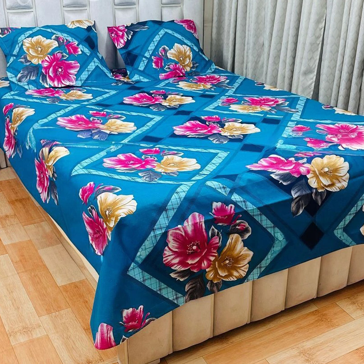 Picture of AC HOME TEX King Size Bed Sheet With Two Pillow Covers,বিছানার চাদর bed sheet,bed sheets,bichanar chador,bedding sets,chador,বিচানার চাদর,bedding sets by Ambiya Store