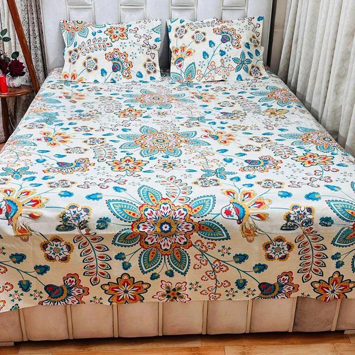 Picture of AC HOME TEX King Size Bed Sheet With Two Pillow Covers,বিছানার চাদর bed sheet,bed sheets,bichanar chador,bedding sets,chador,বিচানার চাদর,bedding sets by Ambiya Store