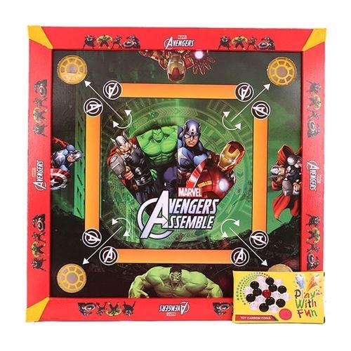 Picture of Avengers Carrom Board Premium Quality And Ludo Board with Carrom, Coins, Striker, Pawns and Dice 20*20 inches