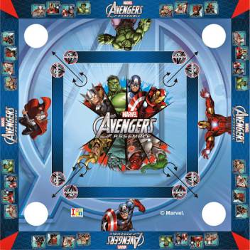 Picture of Avengers Carrom Board Premium Quality And Ludo Board with Carrom, Coins, Striker, Pawns and Dice 20*20 inches