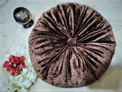Picture of Fashion Round Cushion Velvet Fabric Soft Throw Pillow Pleated Wheel Pumpkin Seat Cushion Sofa Car Bed Chair Floor Cushions