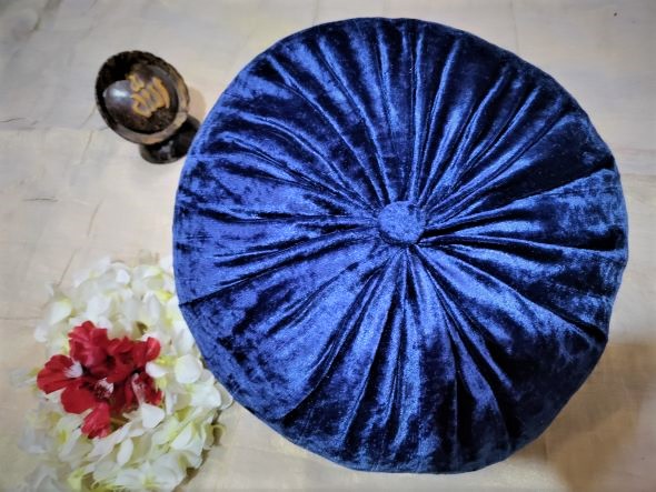 Picture of Fashion Round Cushion Velvet Fabric Soft Throw Pillow Pleated Wheel Pumpkin Seat Cushion Sofa Car Bed Chair Floor Cushions