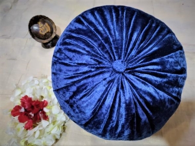 Picture of Fashion Round Cushion Velvet Fabric Soft Throw Pillow Pleated Wheel Pumpkin Seat Cushion Sofa Car Bed Chair Floor Cushions